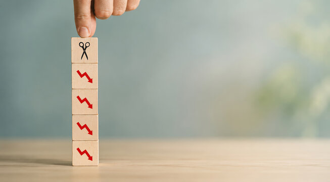 Cutting losses concept. Cut or eliminate the loss of the red chart to protect gains, limit losses on a security position. Investment strategy used in trading and investing. Financial management 