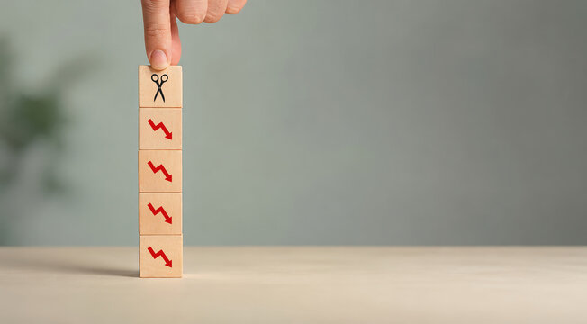 Cutting losses concept. Cut or eliminate the loss of the red chart to protect gains, limit losses on a security position. Investment strategy used in trading and investing. Financial management 