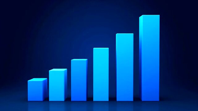 Increasing blue bar graph on screen.