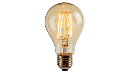 Vintage clear glass incandescent light bulb with a glowing warm filament isolated on transparent background cut out © 1png-stock