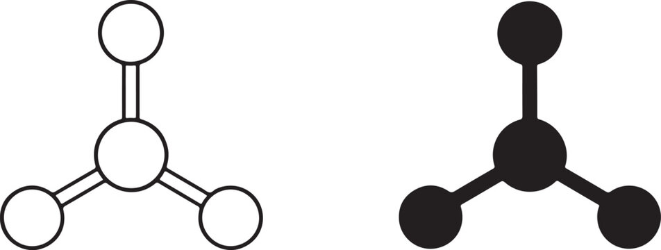 Trigonal Molecule Chemical Compound Black Silhouette Vector Icon.