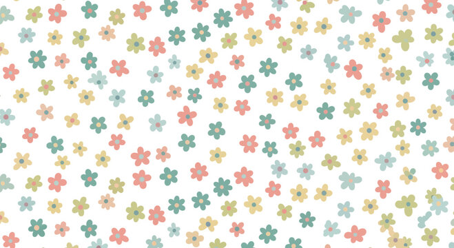 Vibrant Pastel Floral Pattern Seamless Background Design
