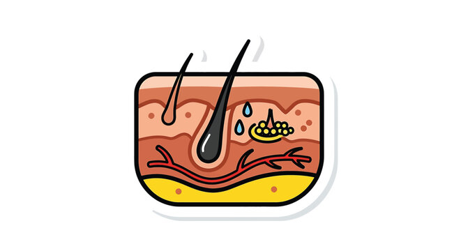 Skin cross section with hair follicle.
