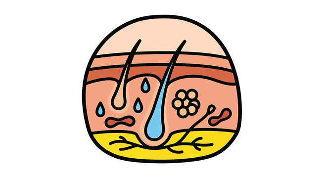 Skin cross section with sweat glands.