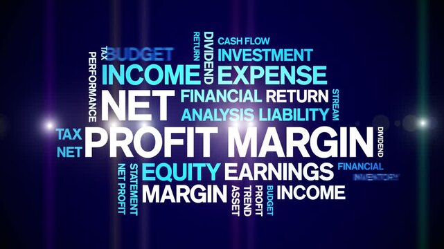 Net Profit Margin animated word cloud-text design animation tag kinetic typography seamless loop.