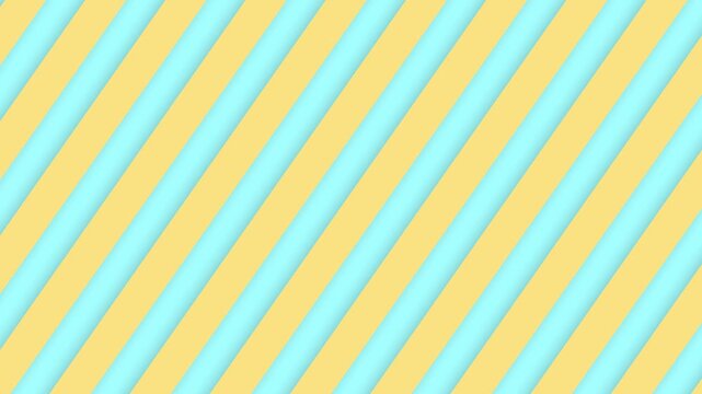 Abstract diagonal striped pattern background with soft yellow and light blue colors, animated pattern, seamless looped background