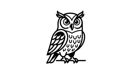 Obraz premium Owl Illustration Black White Background