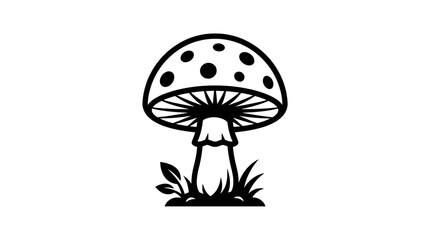 Mushroom Black White Background Isolated © Afrain