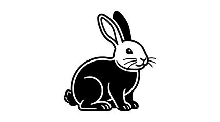 Fototapeta premium Rabbit Black White Background Isolated 2