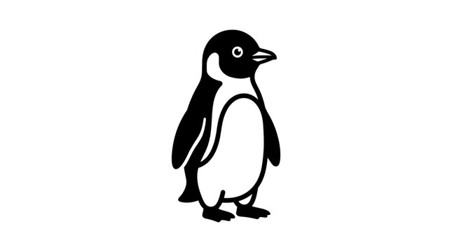 Penguin Black White Background Isolated