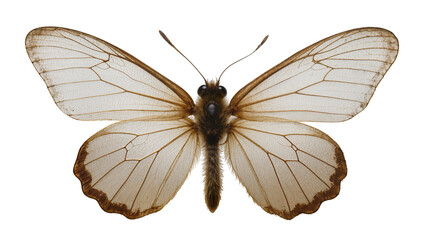 Delicate white butterfly with brown-edged wings, isolated on transparent background © Alexander