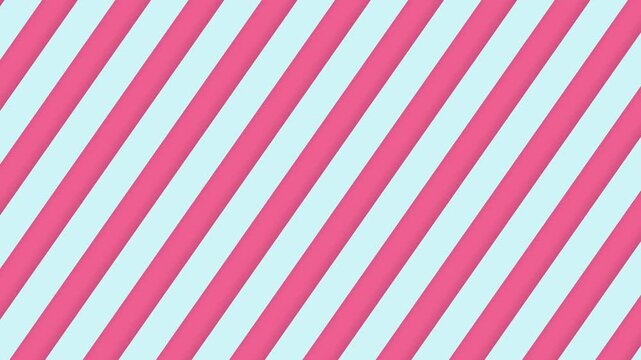 Abstract diagonal striped pattern background with pink and light blue colors, animated pattern, seamless looped background