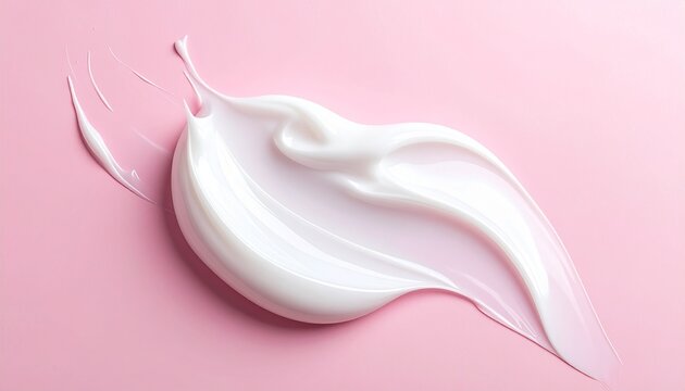 Soft Pink Skincare Background with Milky Cream and Clear Gel Texture