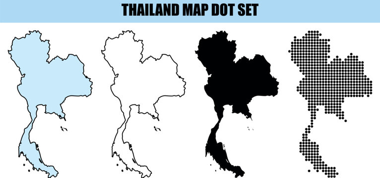 Thailand map dot set vector illustration for geographic data visualization