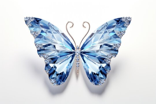 Butterfly gemstone jewelry white background.