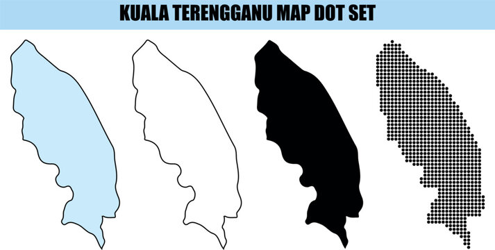 Kuala terengganu map dot set vector shapes for location based design