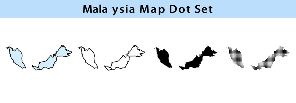 Malaysia map dot set various style options for infographics