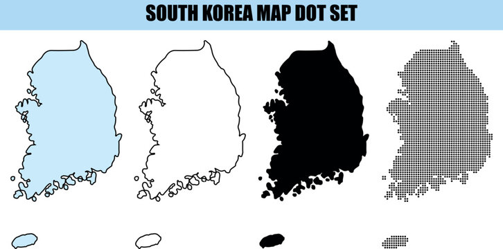 South korea map dot set vector illustration for geographic data visualization