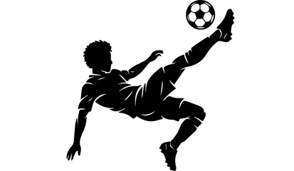 Soccer player kicking ball silhouette vector illustration © MDSumon