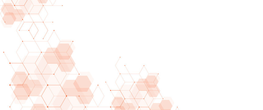 Vector digital science network geometric hexagonal dots and lines elements medical technology abstract background