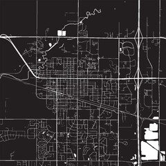 Obraz premium Brookings South Dakota Vector Map, Detailed City Street Map Black and White Minimalist Line Art