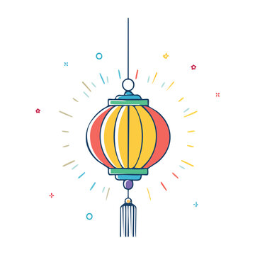 Flat design lighthouse with sun rays vector