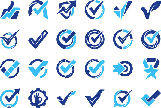 Collection of checkmark icons representing approval completion and success.