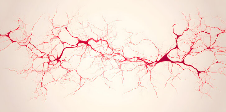 Background of faint red blood vessel network illuminates softly