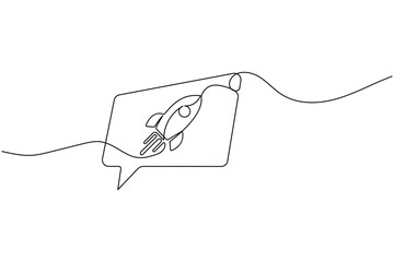 Obraz premium Rocket Message Continuous One Line Art Startup Communication Vector