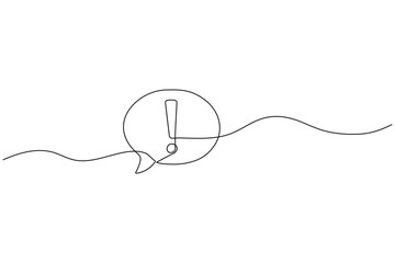 Obraz premium Exclamation Mark Speech Bubble Continuous One Line Art Vector