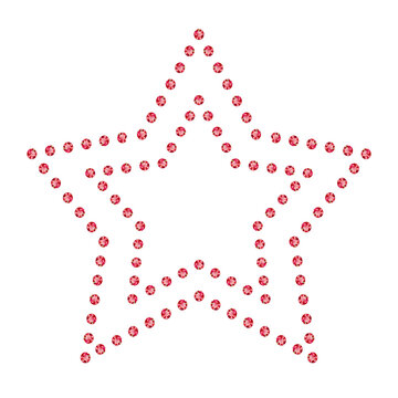 Red Gemstone Star Frame, Rhinestone Star Border, Sparkling Ruby Star Overlay, Double-Layer Diamond Star Graphic. Y2K or Glam Aesthetic for Apparel Design, Digital Scrapbooking, and Holiday Decorations