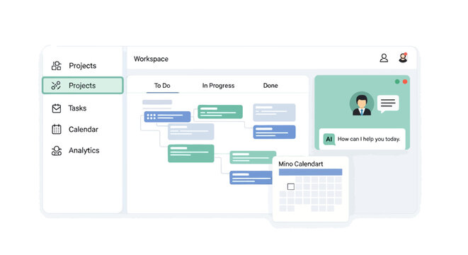 Blurred computer screen with project management.