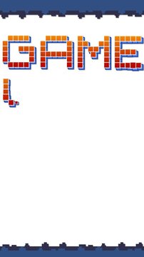 Vertical Pixel Art Game Over Animation with Space Rocket Shooting Text