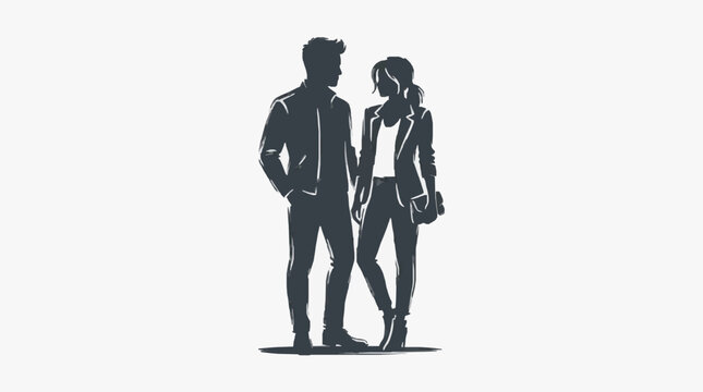 Two business professionals walking side by side silhouette.