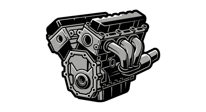 A detailed illustration of a powerful internal combustion engine block