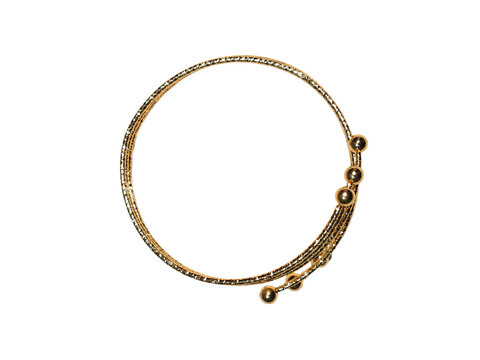 luxury gold bangle with textured pattern and spherical accents, transparent