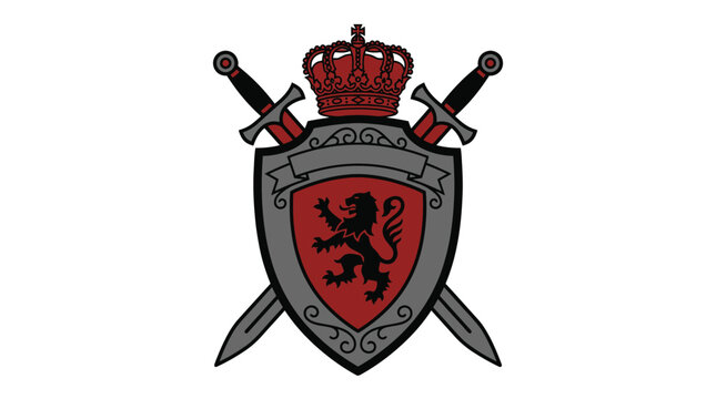 Heraldic shield with lion emblem crest.