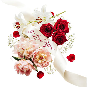 love and  flowers a still of i love you ribon and flowers 