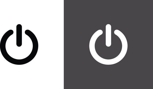 Power icon, shut down symbol isolated on white background for power control, on off button, startup and system management.