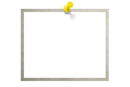 Photo card attached with a push pin isolated on a transparent background.