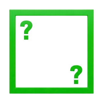 Green frame with question marks on opposite corners
