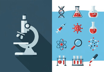 Naklejka premium Medical Research Laboratory Microscope Equipment.