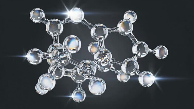 3D Animation of a Complex Crystalline Pharmaceutical Molecule with Transparent Structures and Intricate Connections for Scientific Visualization