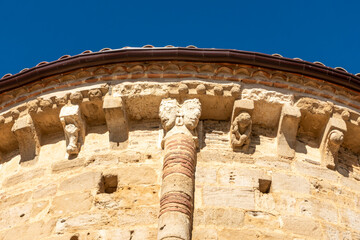 Romanesque-Mudejar Architectural Detail of Carved Brick Corbels Supporting the Eaves of the Church of San Gervasio y San Protasio from the 13th Century, Located in Santervas de Campos, Valladolid, Cas © Nandi Estévez