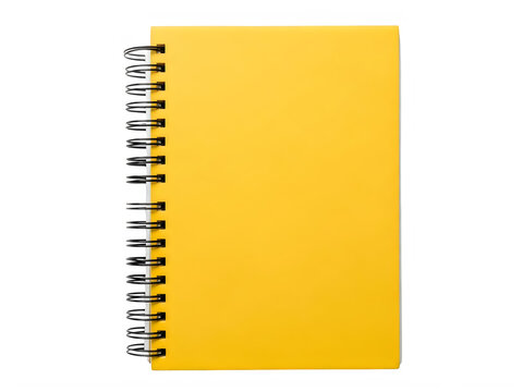 Bright yellow spiral notebook with metal binding and blank pages