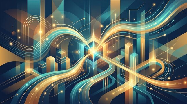 Vibrant abstract background with glowing lines.
