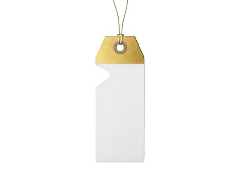 Minimalist blank tag with gold top hanging from string