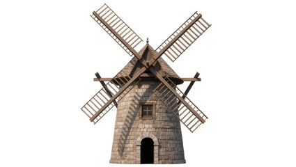 Obraz premium Stone windmill with wooden roof and sails