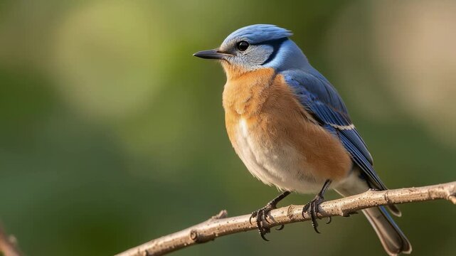 Vibrant bluebird perched on a branch in lush green nature serene wildlife scene