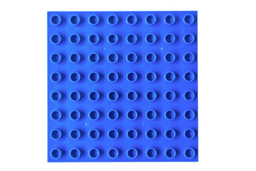 Fototapeta premium Top view Blue Square lego duplo base plate toy block brick isolated on white
